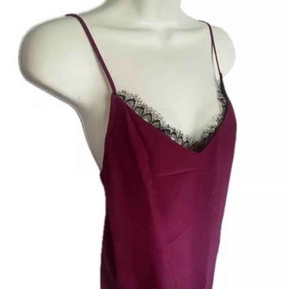 $698 Kiki de Montparnasse lace trim SILK slip dress SZ 0 Color Orchid/Black Lace